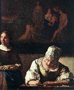 Lady Writing a Letter with Her Maid (detail) set VERMEER VAN DELFT, Jan